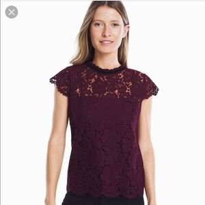 WHBM Lace Burgundy Top